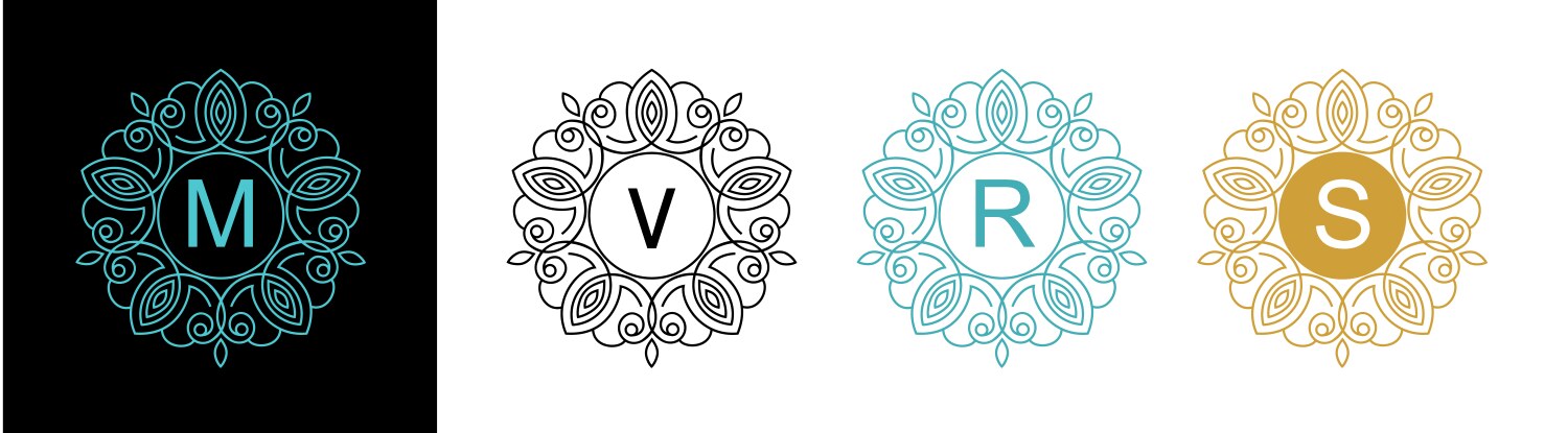 Set elegant floral monogram template design round Vector Image