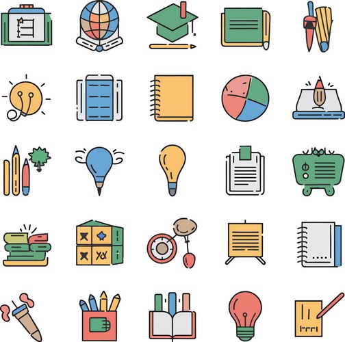 Education and learning icons isolated Vector Image