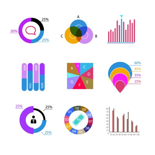 infographic elements charts diagrams graphs vector