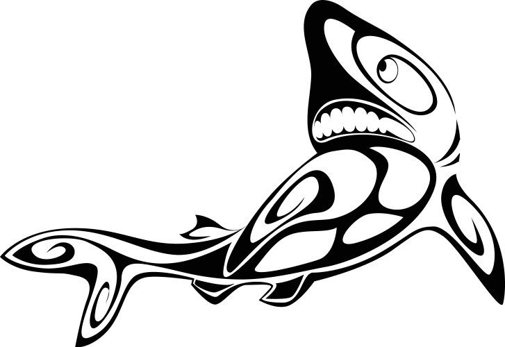Shark and anchor tattoo emblem Royalty Free Vector Image