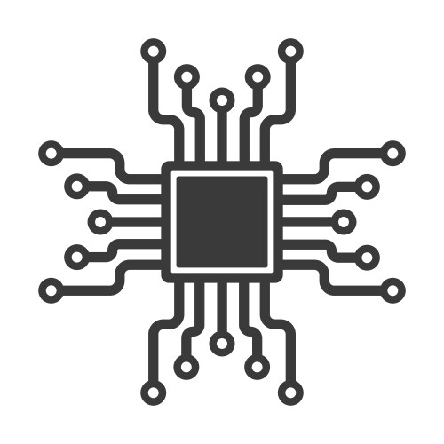 Ai cpu gpu microchip icon machine learning vector image