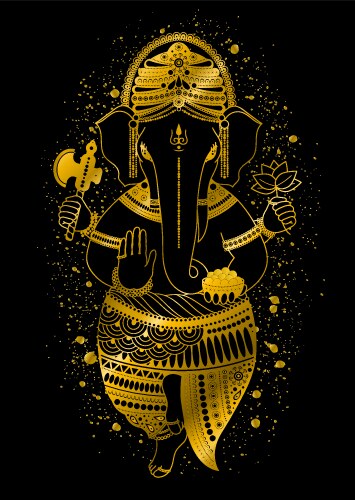 Golden Ganesha Art Vector Image
