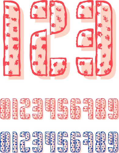 Set of ten numbers form zero to nine with offset vector image