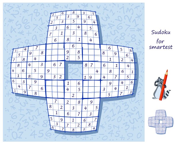 Big size sudoku for smartest logic puzzle game vector image