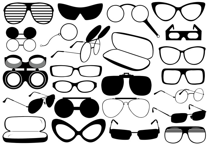 Different eyeglasses isolated Royalty Free Vector Image
