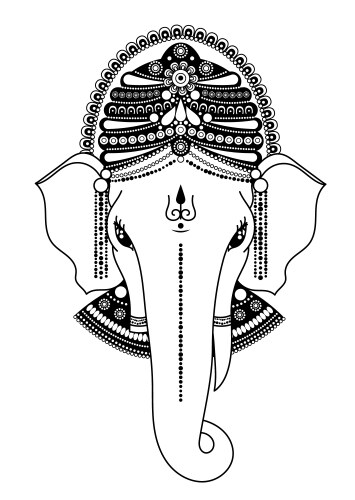 Ganesha Deity in Black and White Vector Image