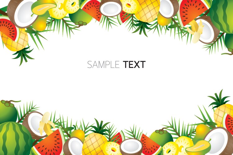 mixed tropical fruits frame border vector image