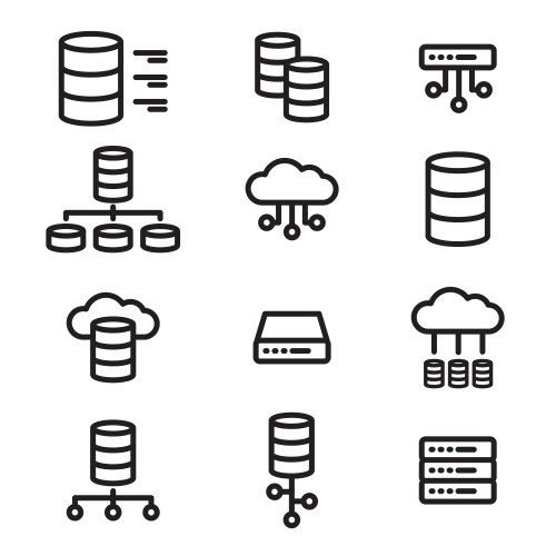 Simple set of database server line icons vector image