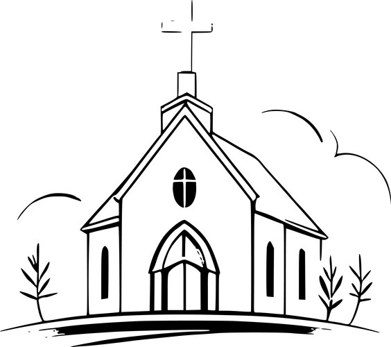 Church Outline Drawing Vector Image