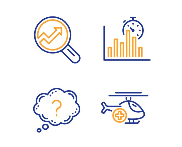 Analytics question mark and report timer icons vector image