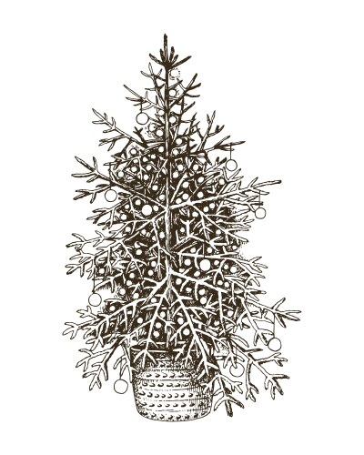 Hand drawn christmas tree and gifts Royalty Free Vector