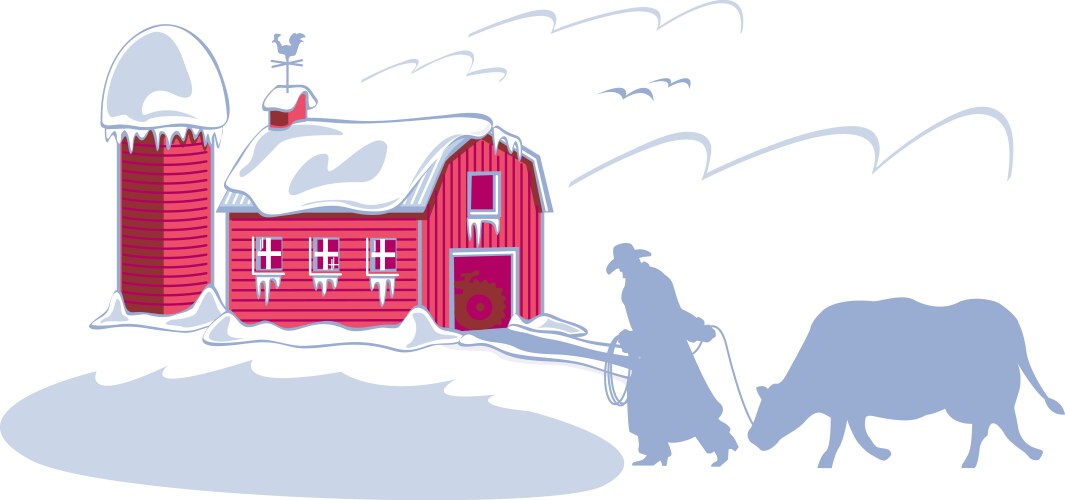 Farm or ranch with cartoon characters Royalty Free Vector