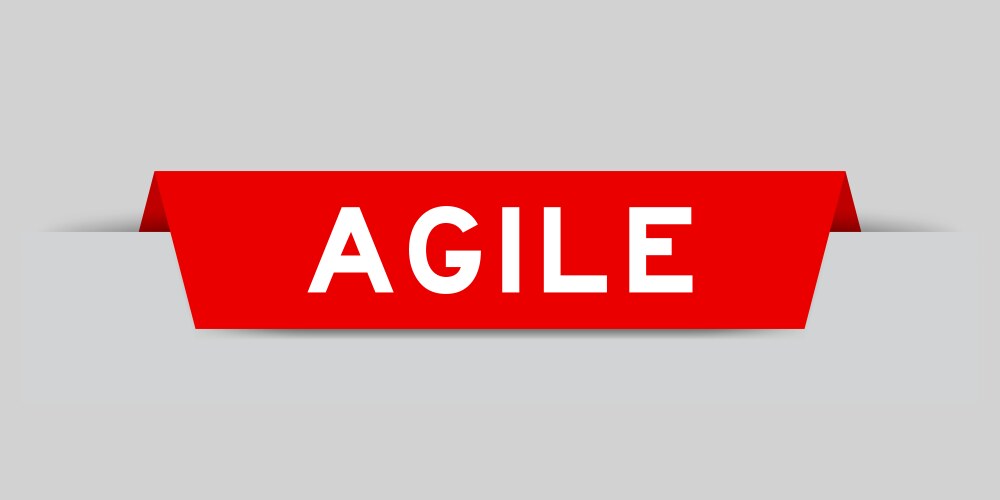 Red color inserted label with word agile on gray vector image