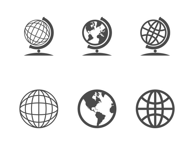 Globe earth icons set isolated on white Royalty Free Vector