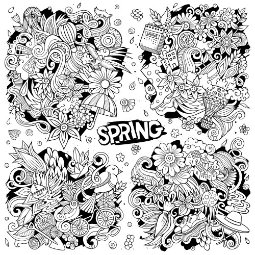 Set spring combinations objects and elements vector image