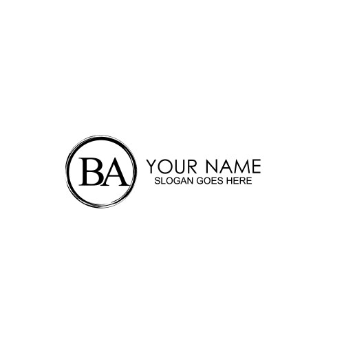 Elegant ba handwriting logo with floral Vector Image