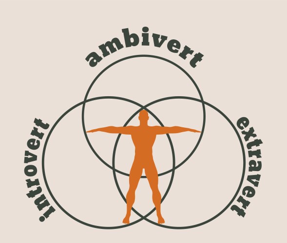 Extrovert introvert and ambivert metaphor vector image