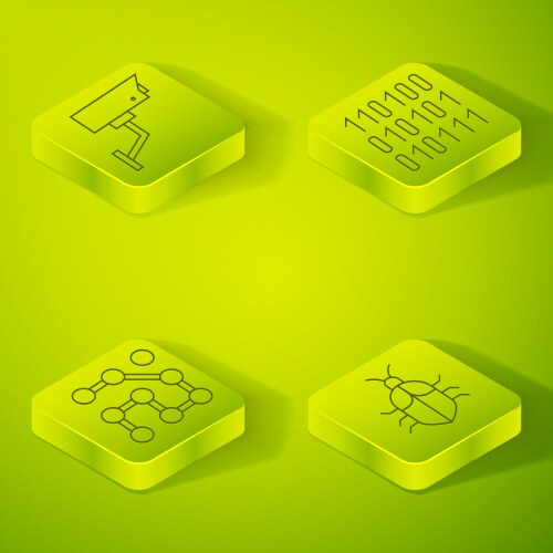 Set isometric binary code graphic password vector image
