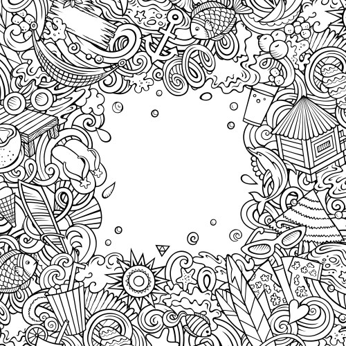 Summer Beach Cartoon Doodle Frame Vector Image