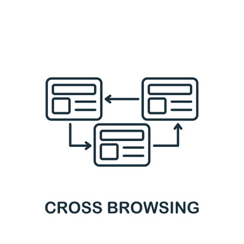 Cross browsing icon line simple web development vector image