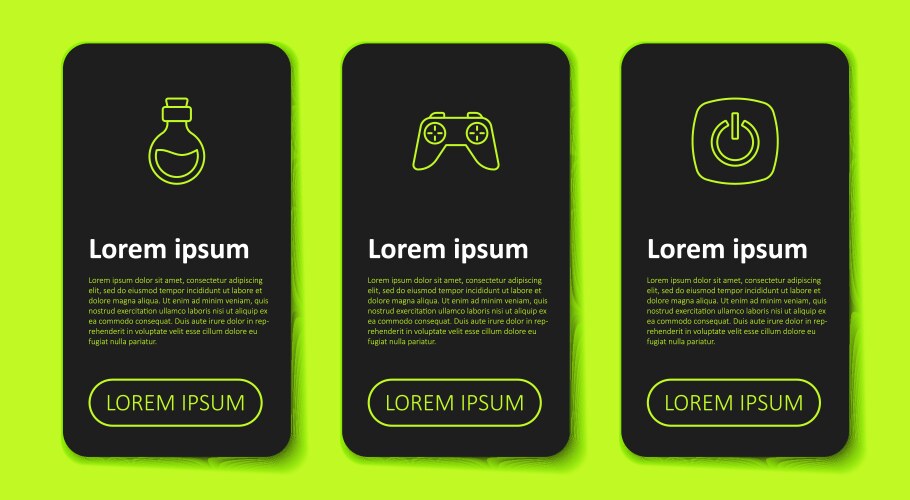 Set line bottle with magic elixir game controller vector image