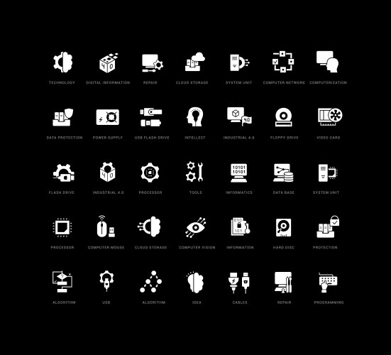 Set of simple icons computer science vector image
