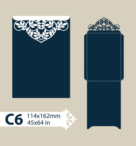 Template envelope with carved openwork pattern vektorbild