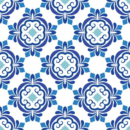 blue mandala pattern seamless oriental vector image