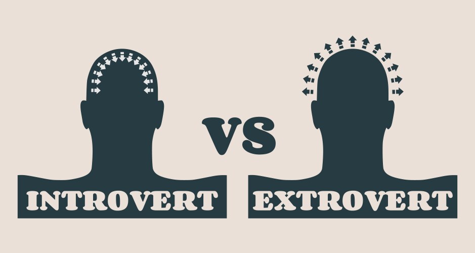 extrovert and introvert metaphor vector image