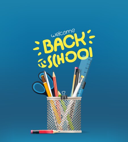 Back toschool inscription school stationery Vector Image