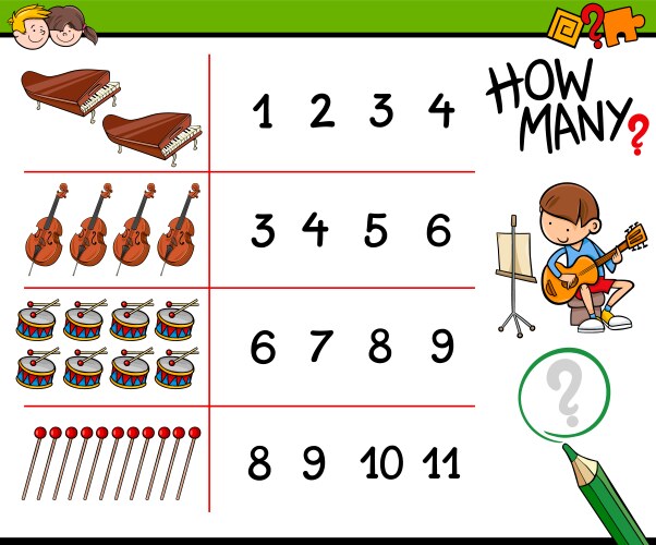 How many musical instruments counting game vector image