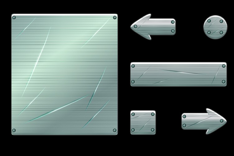 Metallic old user interface and game buttons vector image