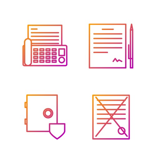 Set line delete file document safe with shield vector image