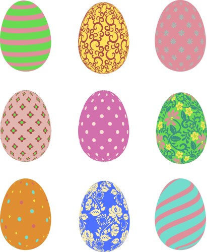 Set of colorful eggs for easter day Royalty Free Vector