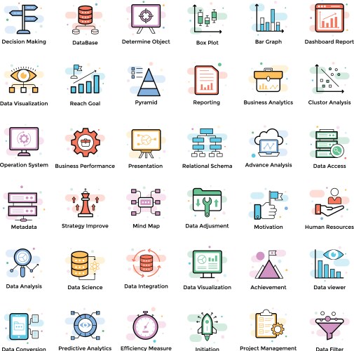 Wedding flat line outline icons for apps Vector Image