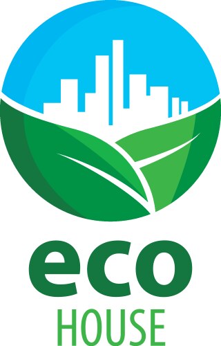 Eco House Logo - Green & White Vector Image