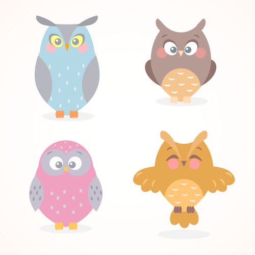 Set of colorful owls Royalty Free Vector Image