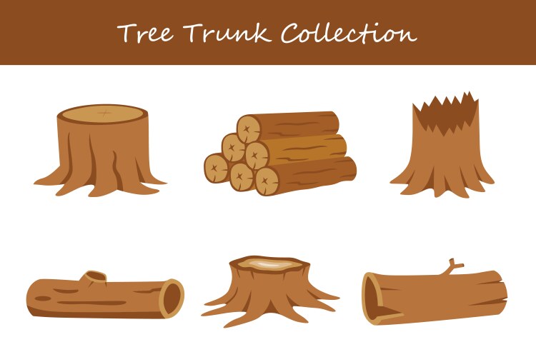 Tree trunk collection in different style vector image