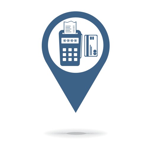 Map pointer pos terminal icon payments methods vector image