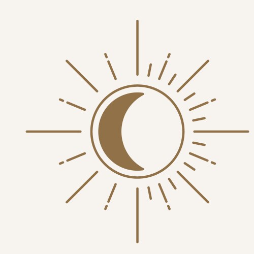 Boho Sun Logo - Minimalist Line Art Vector Image
