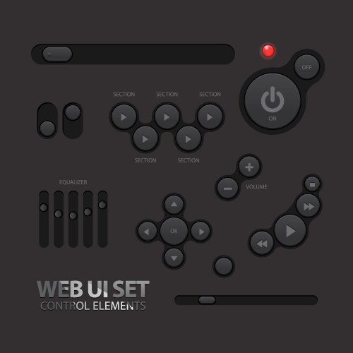 black web ui elements buttons switches vector