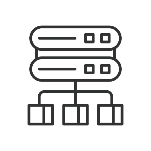 Database hosting icon in line design vector image