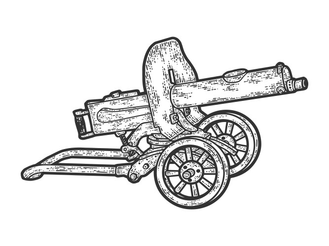 Maxim gun engraving sketch Vector Image