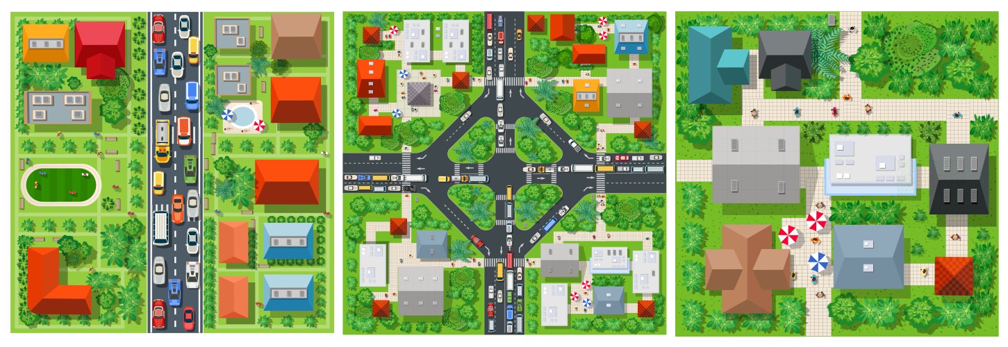 top view transport of the road vector image