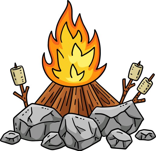 Camping bonfire roasting marshmallows clipart Vector Image