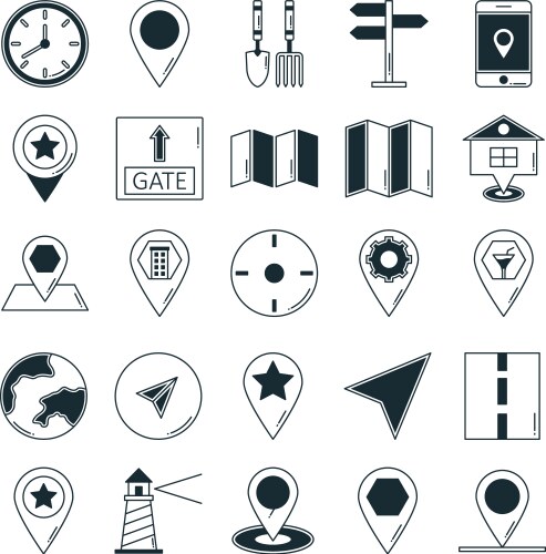 Map and navigation icons can be easily mod vector image