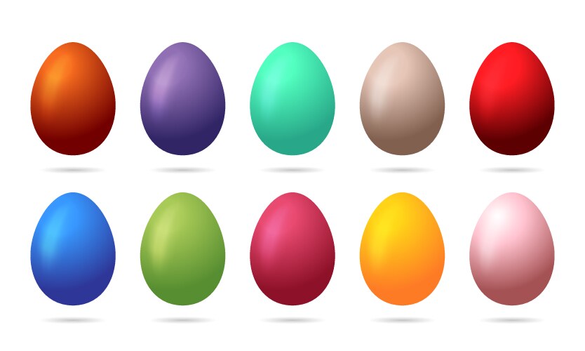 set 10 color easter eggs design elements vector image