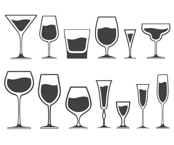 Wine & Cocktail Glass Icons vector image