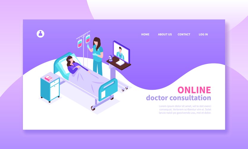 Online medicine isometric banner vector image