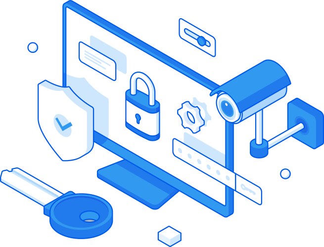 Secure Computer Data Isometric vector image